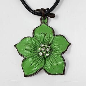 Vintage Wood Flower Necklace